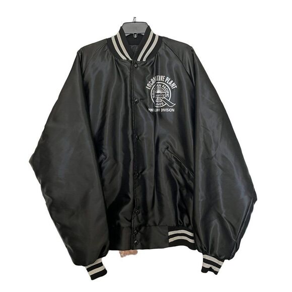 Vintage Southern Pacific Lines Locomotive Plant Black Satin Jacket XXL